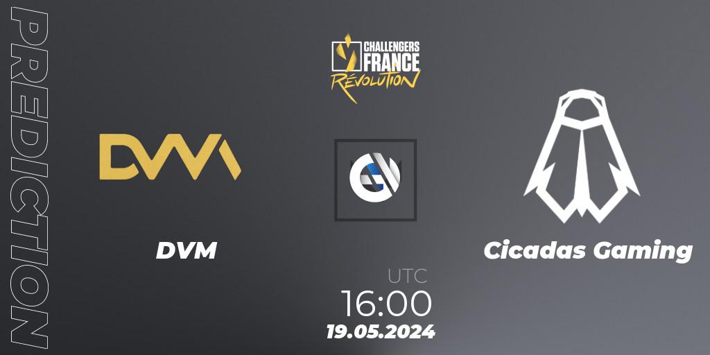 Prognose für das Spiel DVM VS Cicadas Gaming. 19.05.2024 at 16:00. VALORANT - VALORANT Challengers 2024 France: Revolution Split 2
