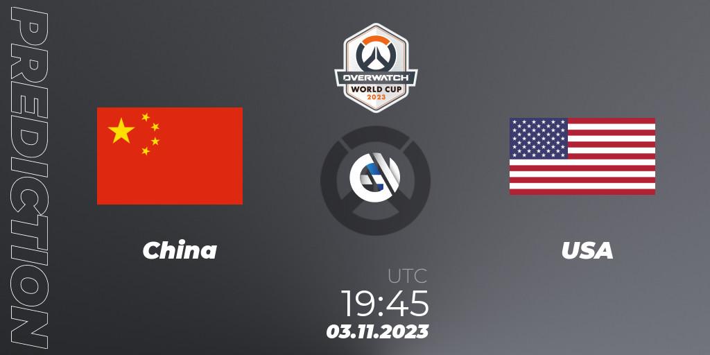 Prognose für das Spiel China VS USA. 03.11.23. Overwatch - Overwatch World Cup 2023