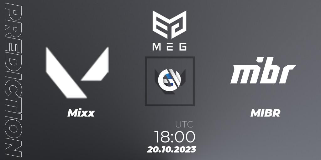 Prognose für das Spiel Mixx VS MIBR. 20.10.23. VALORANT - Multiplatform Esports Game 2023