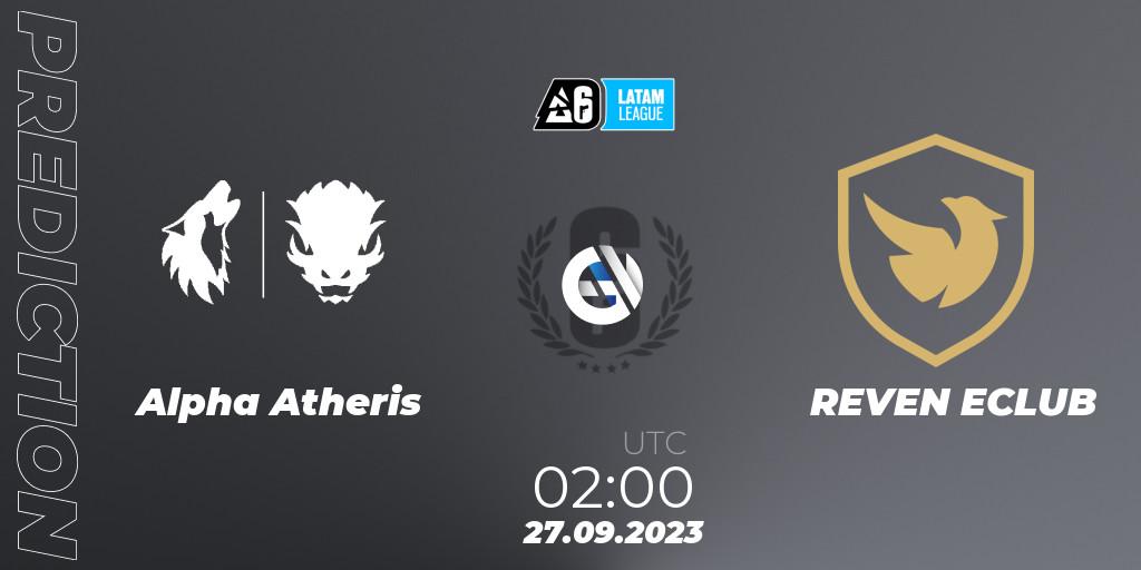 Prognose für das Spiel Alpha Atheris VS REVEN ECLUB. 27.09.2023 at 02:00. Rainbow Six - LATAM League 2023 - Stage 2