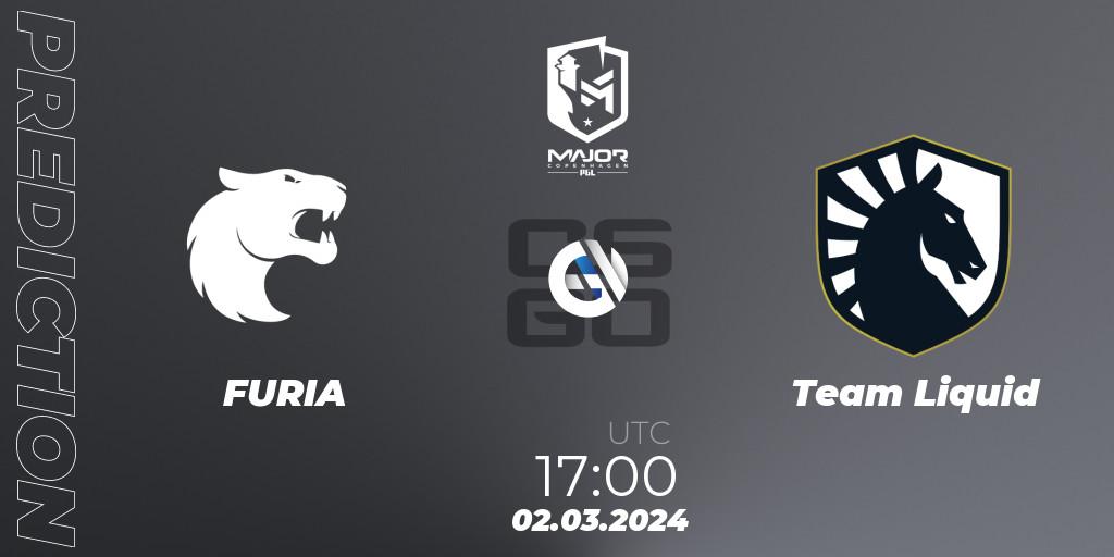 Prognose für das Spiel FURIA VS Team Liquid. 02.03.24. CS2 (CS:GO) - PGL CS2 Major Copenhagen 2024 Americas RMR