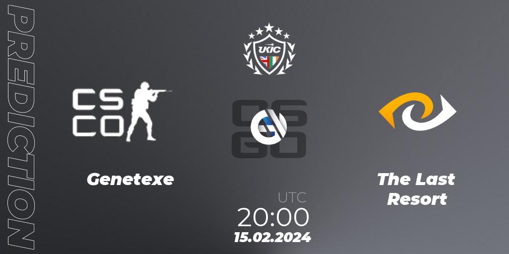 Prognose für das Spiel Genetexe VS The Last Resort. 15.02.2024 at 20:00. Counter-Strike (CS2) - UKIC League Season 1: Division 1