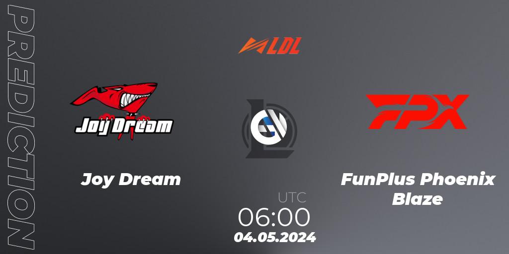 Prognose für das Spiel Joy Dream VS FunPlus Phoenix Blaze. 04.05.2024 at 06:00. LoL - LDL 2024 - Stage 2
