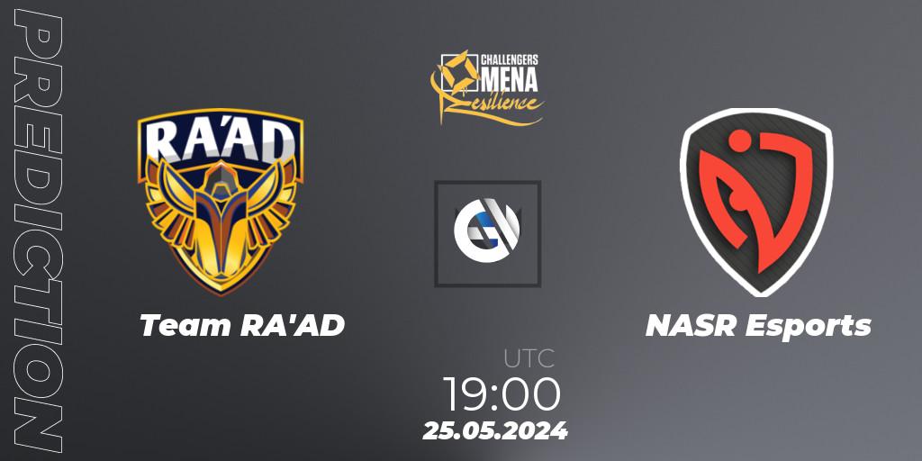 Prognose für das Spiel Team RA'AD VS NASR Esports. 25.05.2024 at 18:00. VALORANT - VALORANT Challengers 2024 MENA: Resilience Split 2 - Levant and North Africa