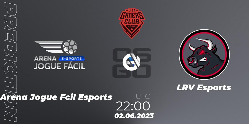 Prognose für das Spiel Arena Jogue Fácil Esports VS LRV Esports. 02.06.23. CS2 (CS:GO) - Gamers Club Liga Série A: May 2023