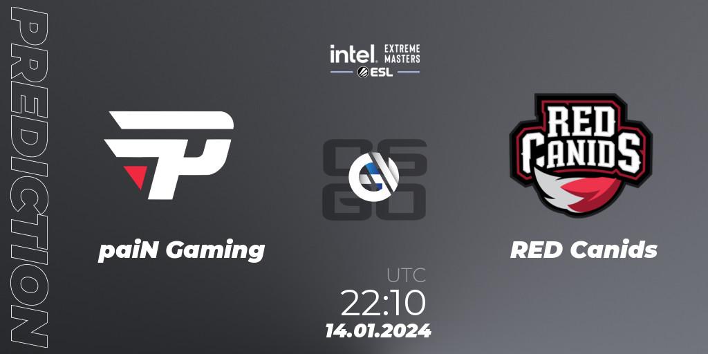Prognose für das Spiel paiN Gaming VS RED Canids. 14.01.24. CS2 (CS:GO) - Intel Extreme Masters China 2024: South American Open Qualifier #1
