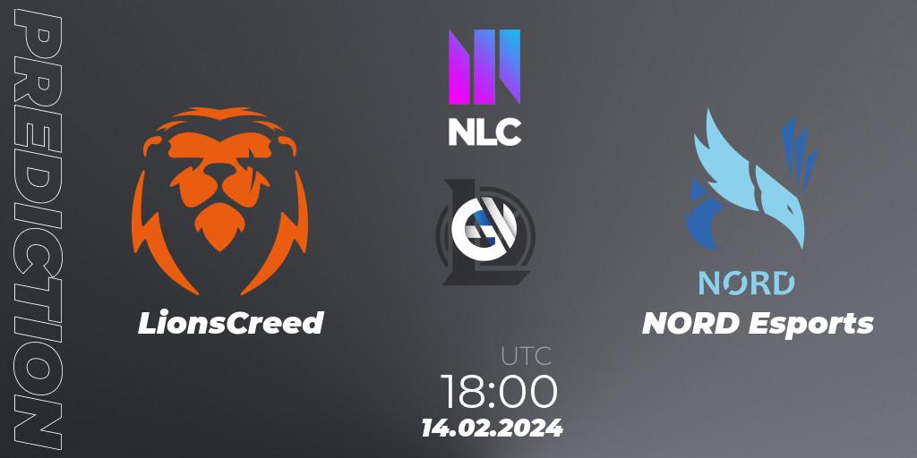 Prognose für das Spiel LionsCreed VS NORD Esports. 14.02.24. LoL - NLC 1st Division Spring 2024