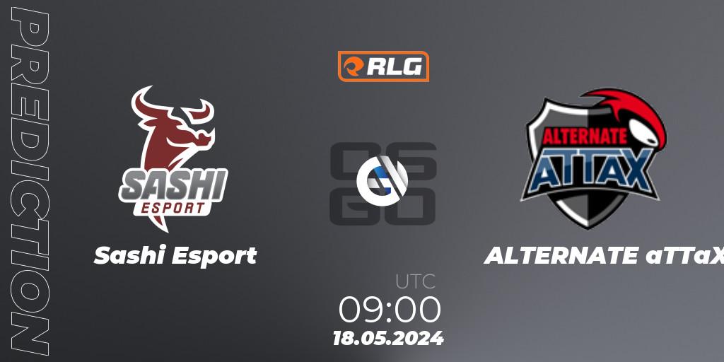 Prognose für das Spiel Sashi Esport VS ALTERNATE aTTaX. 18.05.2024 at 09:00. Counter-Strike (CS2) - RES European Series #4