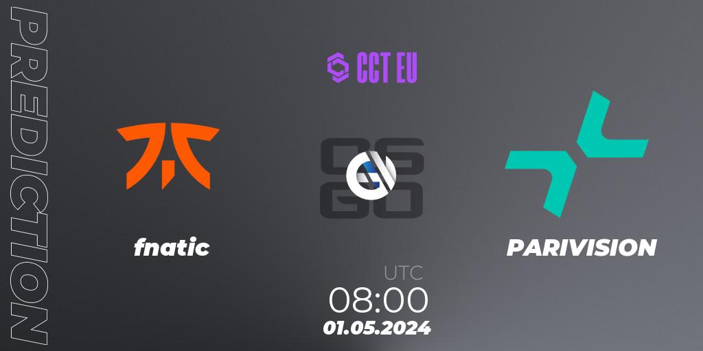 Prognose für das Spiel fnatic VS PARIVISION. 01.05.2024 at 08:00. Counter-Strike (CS2) - CCT Season 2 Europe Series 1