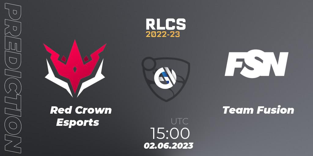 Prognose für das Spiel Red Crown Esports VS Team Fusion. 09.06.23. Rocket League - RLCS 2022-23 - Spring: Sub-Saharan Africa Regional 3 - Spring Invitational