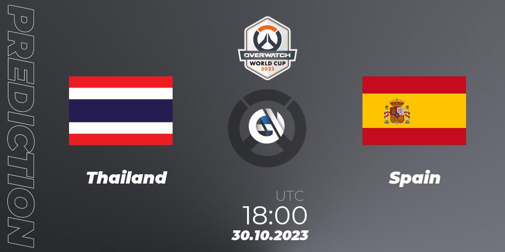 Prognose für das Spiel Thailand VS Spain. 30.10.23. Overwatch - Overwatch World Cup 2023