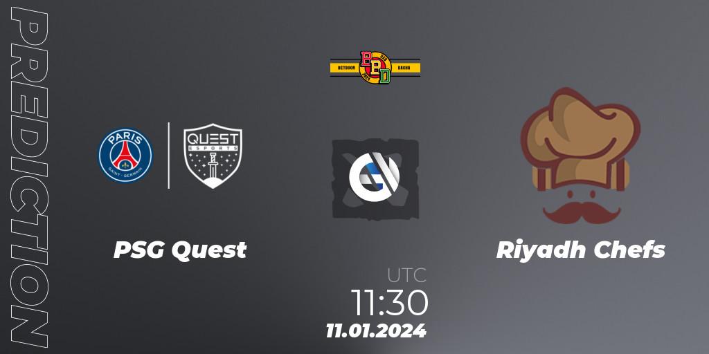 Prognose für das Spiel PSG Quest VS Riyadh Chefs. 11.01.2024 at 11:30. Dota 2 - BetBoom Dacha Dubai 2024: MENA Closed Qualifier