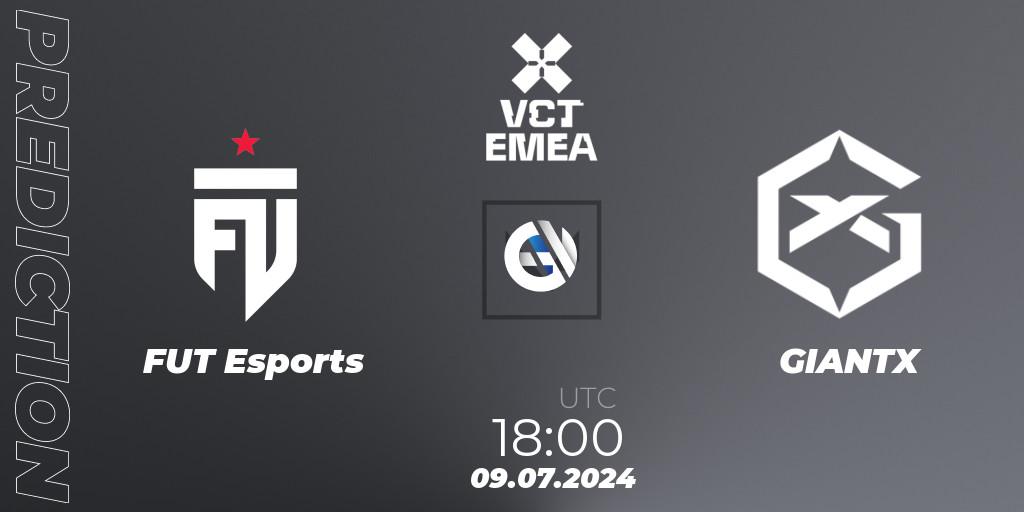 Prognose für das Spiel FUT Esports VS GIANTX. 09.07.2024 at 18:00. VALORANT - VALORANT Champions Tour 2024: EMEA League - Stage 2 - Group Stage