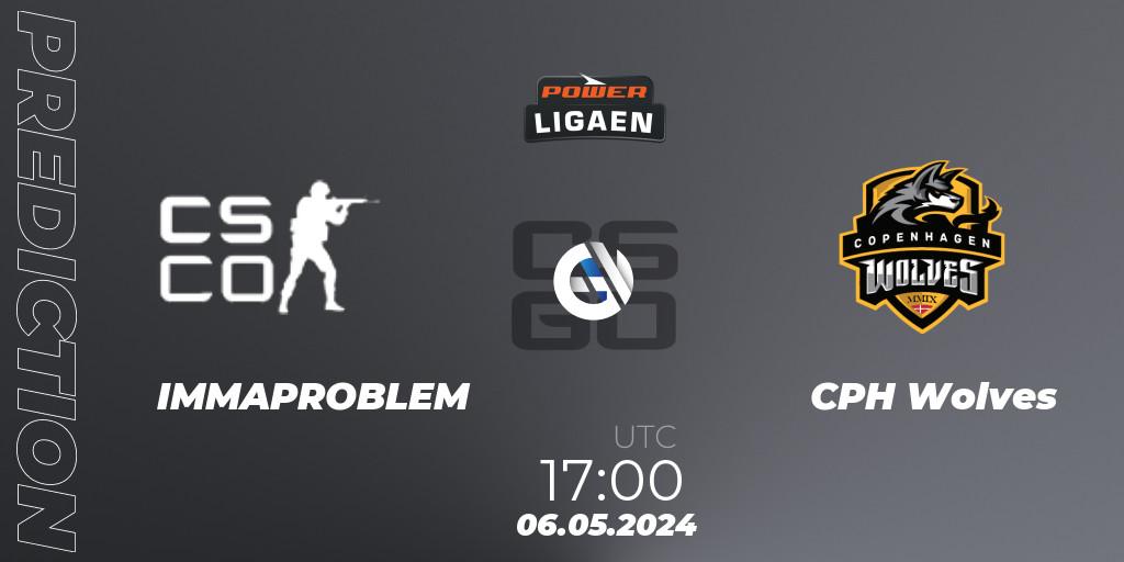 Prognose für das Spiel IMMAPROBLEM VS CPH Wolves. 06.05.2024 at 17:00. Counter-Strike (CS2) - Dust2.dk Ligaen Season 26