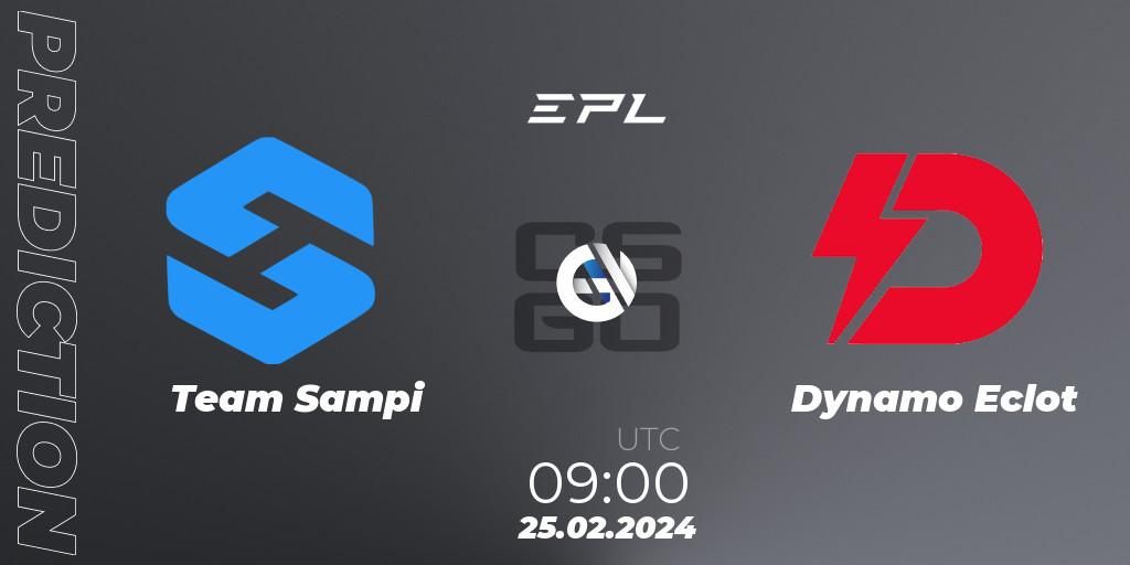 Prognose für das Spiel Team Sampi VS Dynamo Eclot. 25.02.2024 at 09:00. Counter-Strike (CS2) - European Pro League Season 15: Division 2