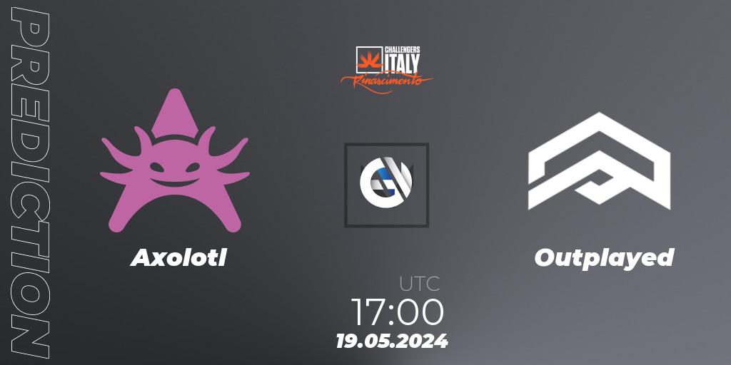 Prognose für das Spiel Axolotl VS Outplayed. 19.05.2024 at 17:00. VALORANT - VALORANT Challengers 2024 Italy: Rinascimento Split 2