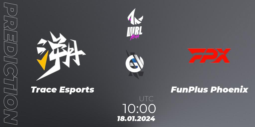 Prognose für das Spiel Trace Esports VS FunPlus Phoenix. 18.01.2024 at 10:00. Wild Rift - WRL Asia 2023 - Season 2: China Conference