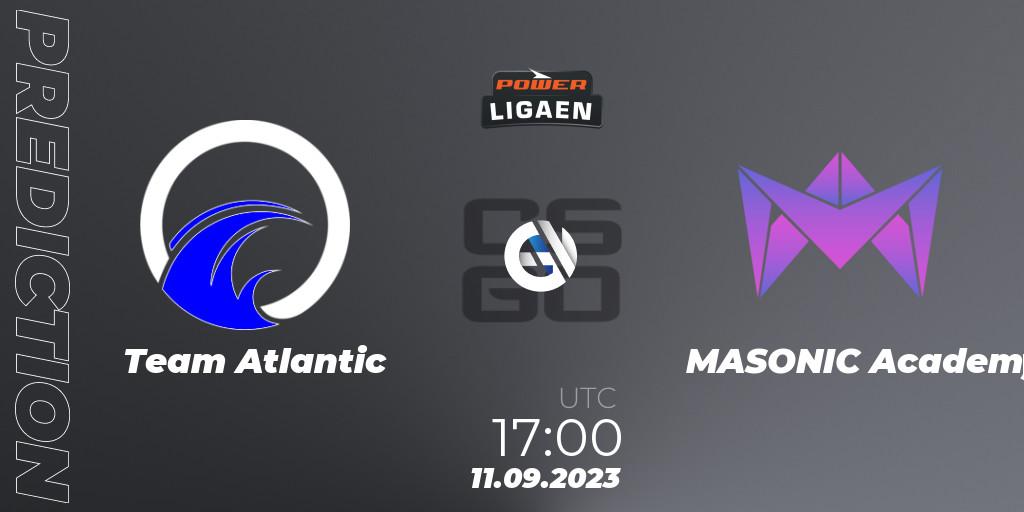 Prognose für das Spiel Team Atlantic VS MASONIC Academy. 11.09.2023 at 17:00. Counter-Strike (CS2) - POWER Ligaen Season 24 Finals