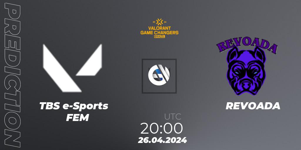 Prognose für das Spiel TBS e-Sports FEM VS REVOADA. 26.04.2024 at 22:30. VALORANT - VCT 2024: Game Changers Brazil Series 1