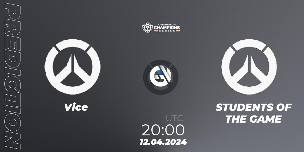 Prognose für das Spiel Vice VS STUDENTS OF THE GAME. 12.04.2024 at 20:00. Overwatch - Overwatch Champions Series 2024 - North America Stage 2 Group Stage