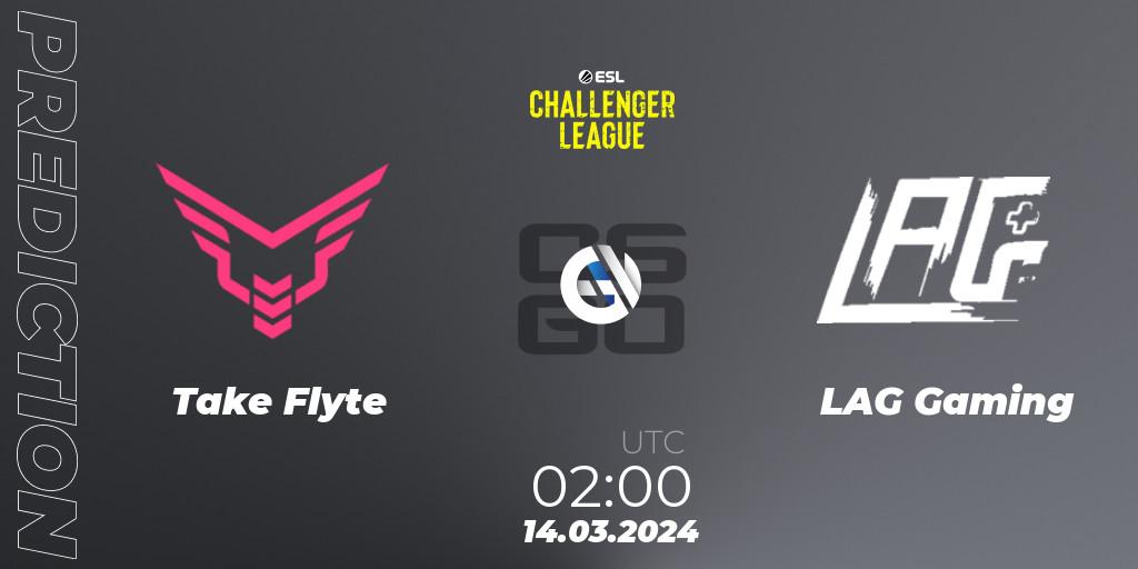Prognose für das Spiel Take Flyte VS LAG Gaming. 21.03.24. CS2 (CS:GO) - ESL Challenger League Season 47: North America