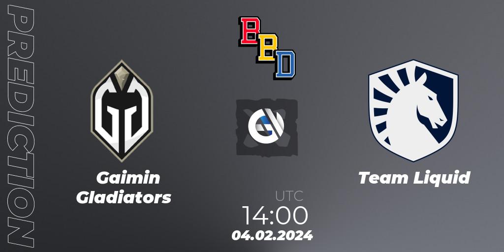 Prognose für das Spiel Gaimin Gladiators VS Team Liquid. 04.02.24. Dota 2 - BetBoom Dacha Dubai 2024