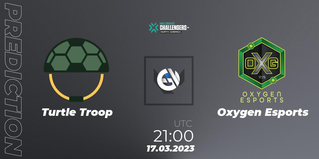 Prognose für das Spiel Turtle Troop VS Oxygen Esports. 17.03.2023 at 20:10. VALORANT - VALORANT Challengers 2023: North America Split 1