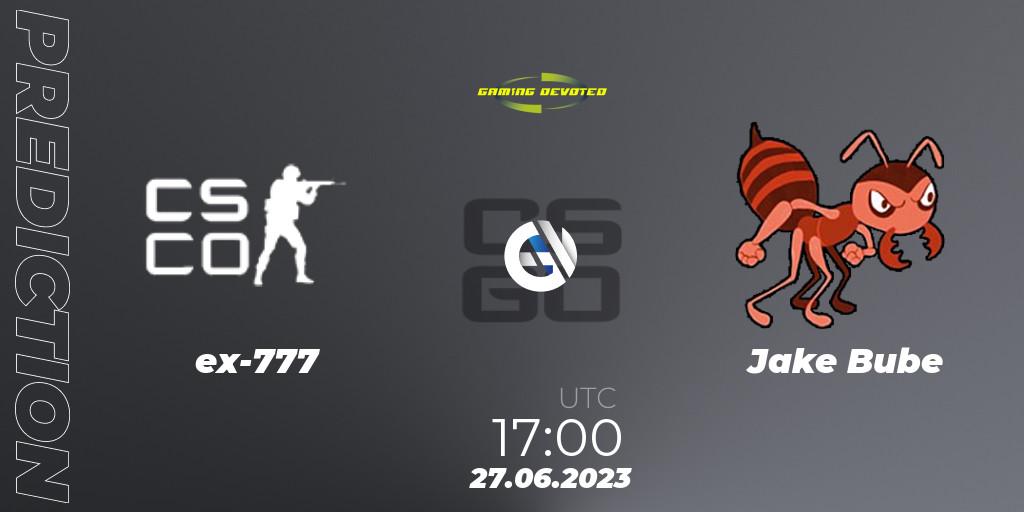 Prognose für das Spiel ex-777 VS Jake Bube. 27.06.2023 at 17:00. Counter-Strike (CS2) - Gaming Devoted Become The Best: Series #2