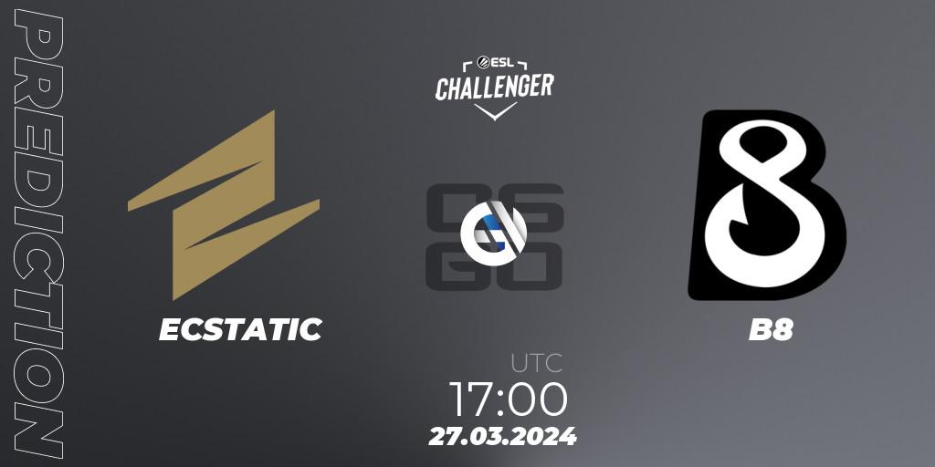 Prognose für das Spiel ECSTATIC VS B8. 27.03.24. CS2 (CS:GO) - ESL Challenger #57: European Open Qualifier