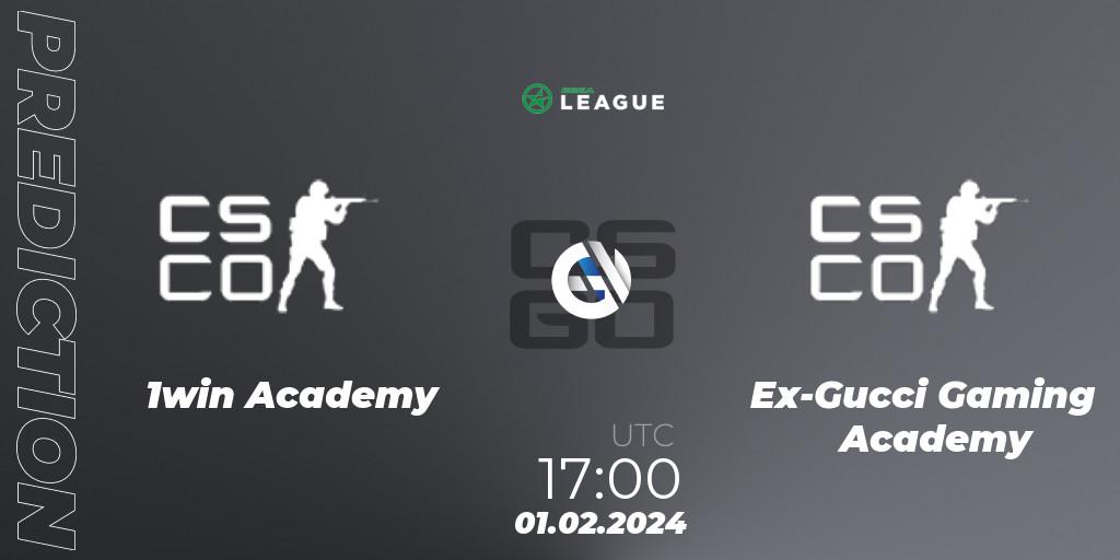 Prognose für das Spiel 1win Academy VS Ex-Gucci Gaming Academy. 01.02.24. CS2 (CS:GO) - ESEA Season 48: Advanced Division - Europe