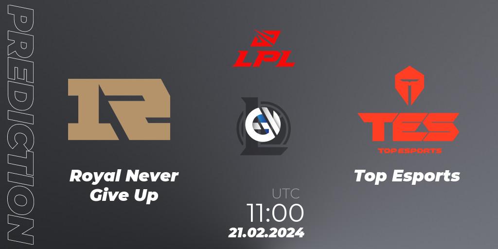 Prognose für das Spiel Royal Never Give Up VS Top Esports. 21.02.24. LoL - LPL Spring 2024 - Group Stage