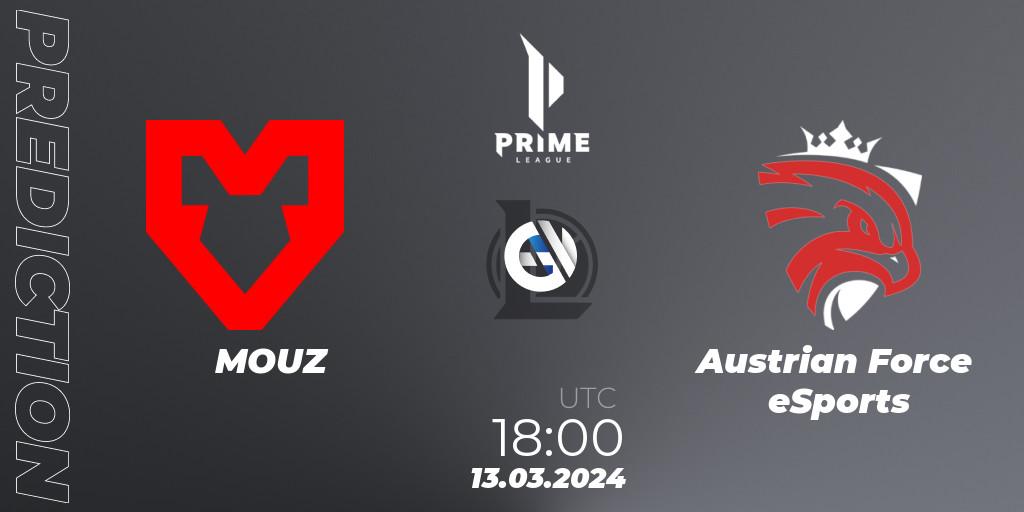 Prognose für das Spiel MOUZ VS Austrian Force eSports. 13.03.24. LoL - Prime League Spring 2024 - Group Stage