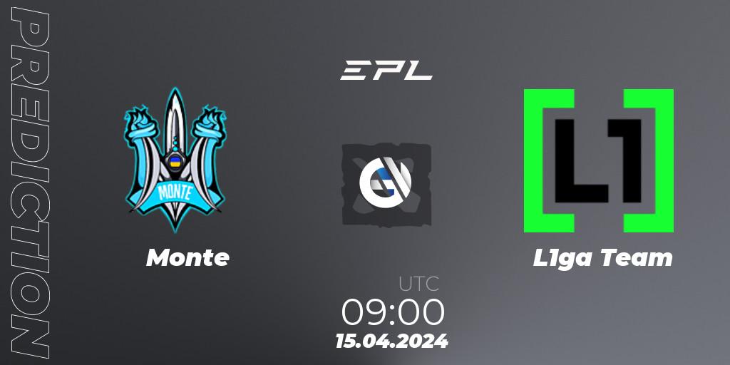 Prognose für das Spiel Monte VS L1ga Team. 15.04.24. Dota 2 - European Pro League Season 17