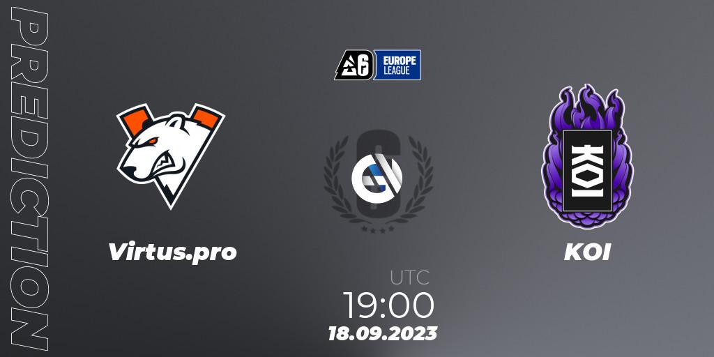 Prognose für das Spiel Virtus.pro VS KOI. 18.09.23. Rainbow Six - Europe League 2023 - Stage 2