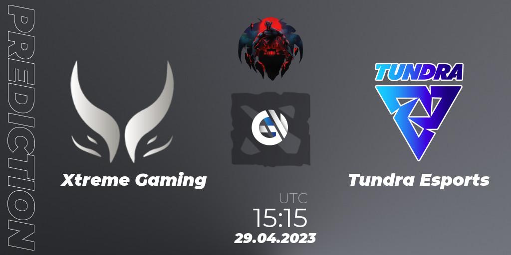 Prognose für das Spiel Xtreme Gaming VS Tundra Esports. 29.04.2023 at 15:39. Dota 2 - The Berlin Major 2023 ESL - Group Stage