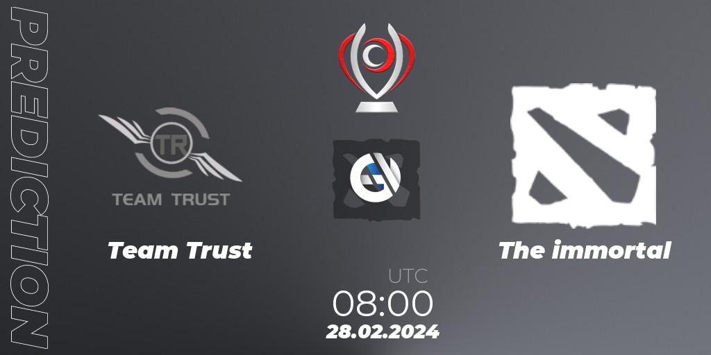 Prognose für das Spiel Team Trust VS The immortal. 28.02.24. Dota 2 - Opus League