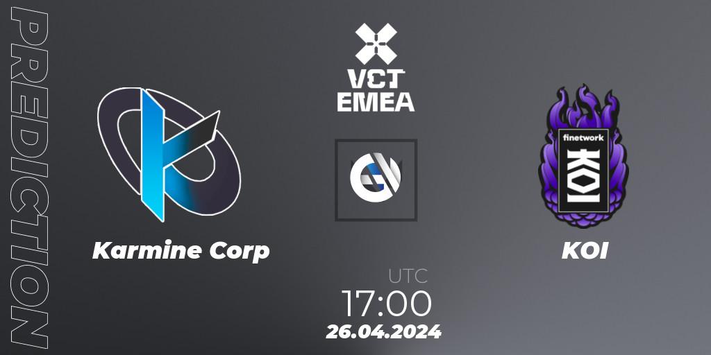 Prognose für das Spiel Karmine Corp VS KOI. 26.04.24. VALORANT - VALORANT Champions Tour 2024: EMEA League - Stage 1 - Group Stage