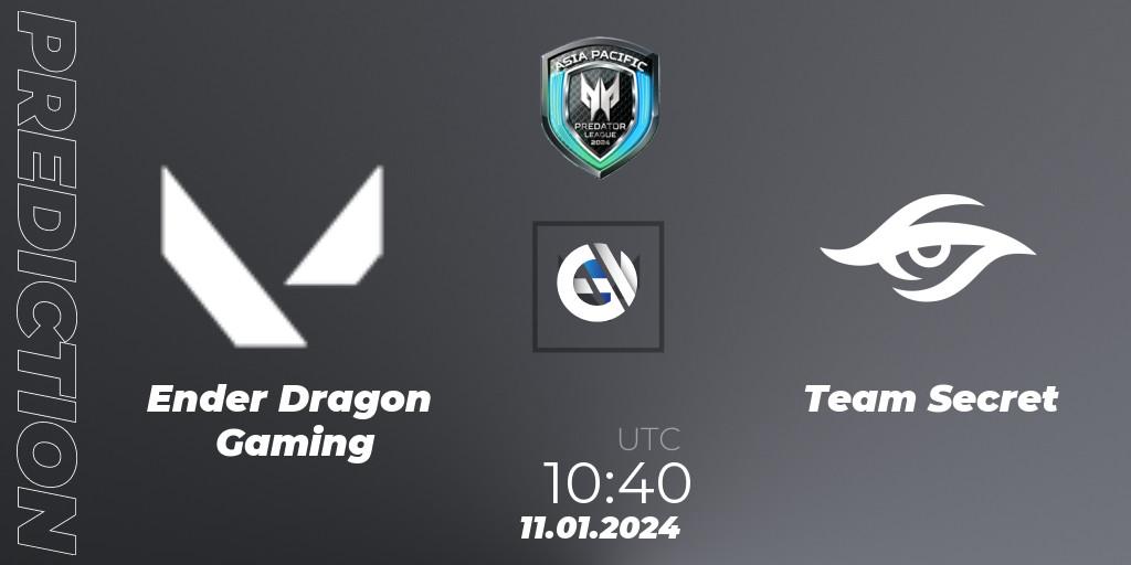 Prognose für das Spiel Ender Dragon Gaming VS Team Secret. 11.01.24. VALORANT - Asia Pacific Predator League 2024