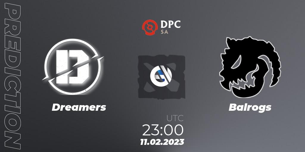 Prognose für das Spiel Dreamers VS Balrogs. 11.02.23. Dota 2 - DPC 2022/2023 Winter Tour 1: SA Division II (Lower)