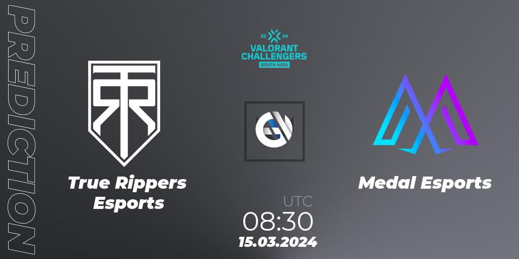 Prognose für das Spiel True Rippers Esports VS Medal Esports. 15.03.24. VALORANT - VALORANT Challengers 2024: South Asia Split 1 - Cup 1