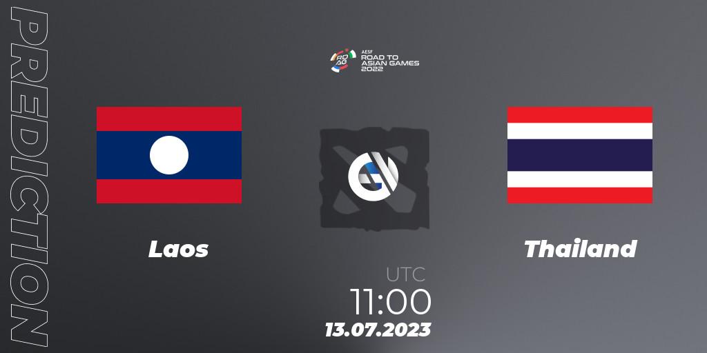 Prognose für das Spiel Laos VS Thailand. 13.07.23. Dota 2 - 2022 AESF Road to Asian Games - Southeast Asia