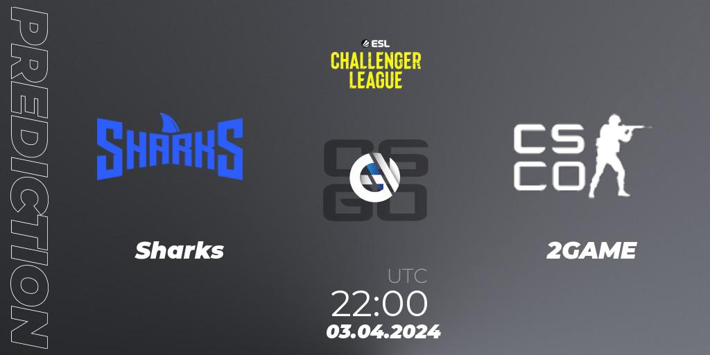 Prognose für das Spiel Sharks VS 2GAME. 03.04.24. CS2 (CS:GO) - ESL Challenger League Season 47: South America