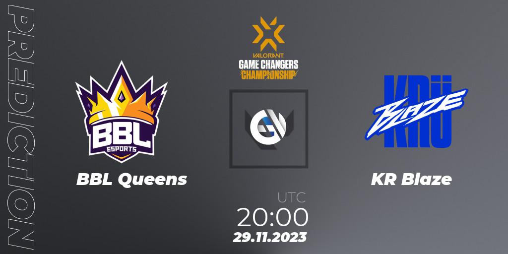 Prognose für das Spiel BBL Queens VS KRÜ Blaze. 29.11.2023 at 20:00. VALORANT - VCT 2023: Game Changers Championship