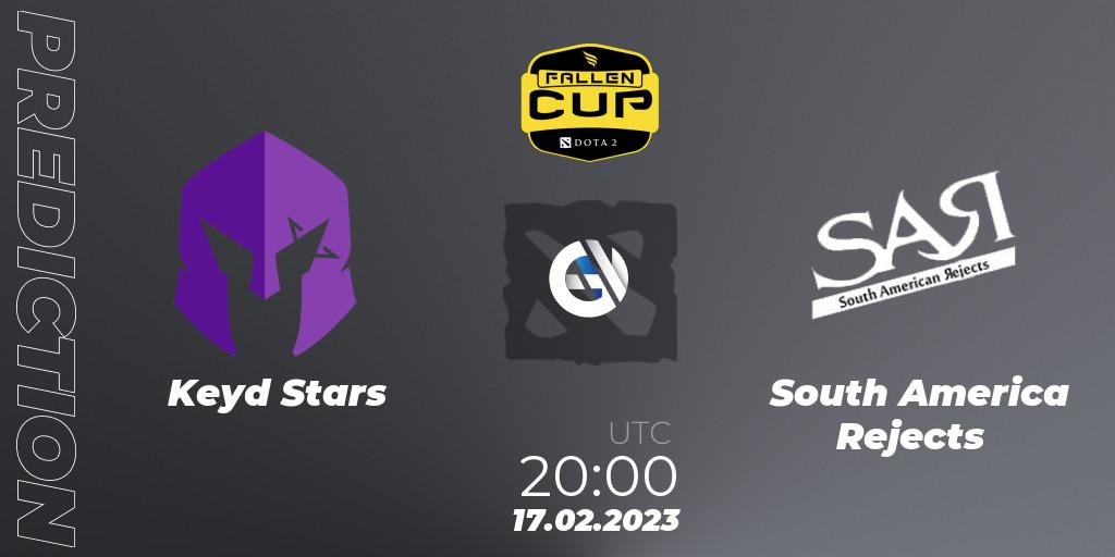 Prognose für das Spiel Keyd Stars VS South America Rejects. 17.02.2023 at 20:05. Dota 2 - Fallen Cup Season 2
