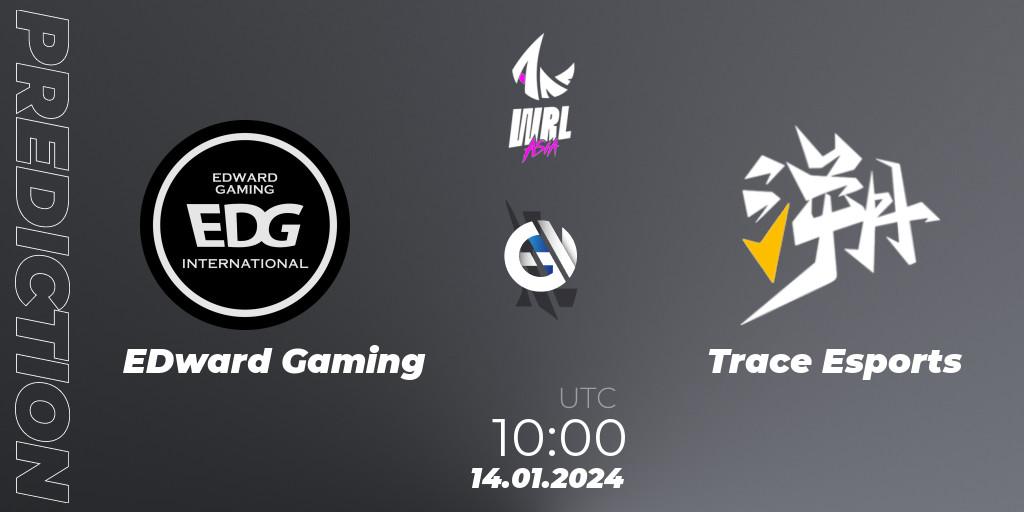 Prognose für das Spiel EDward Gaming VS Trace Esports. 14.01.2024 at 10:00. Wild Rift - WRL Asia 2023 - Season 2: China Conference