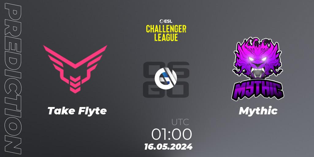 Prognose für das Spiel Take Flyte VS Mythic. 16.05.2024 at 01:00. Counter-Strike (CS2) - ESL Challenger League Season 47: North America