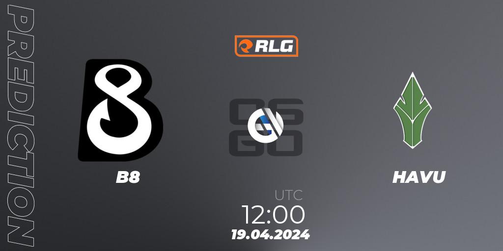 Prognose für das Spiel B8 VS HAVU. 19.04.24. CS2 (CS:GO) - RES European Series #2