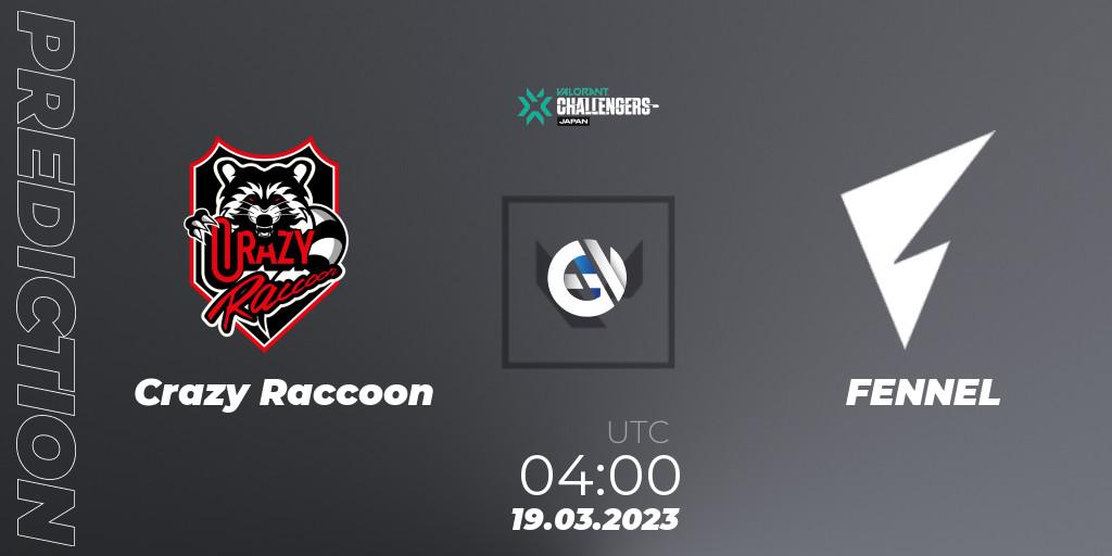 Prognose für das Spiel Crazy Raccoon VS FENNEL. 19.03.23. VALORANT - VALORANT Challengers 2023: Japan Split 1