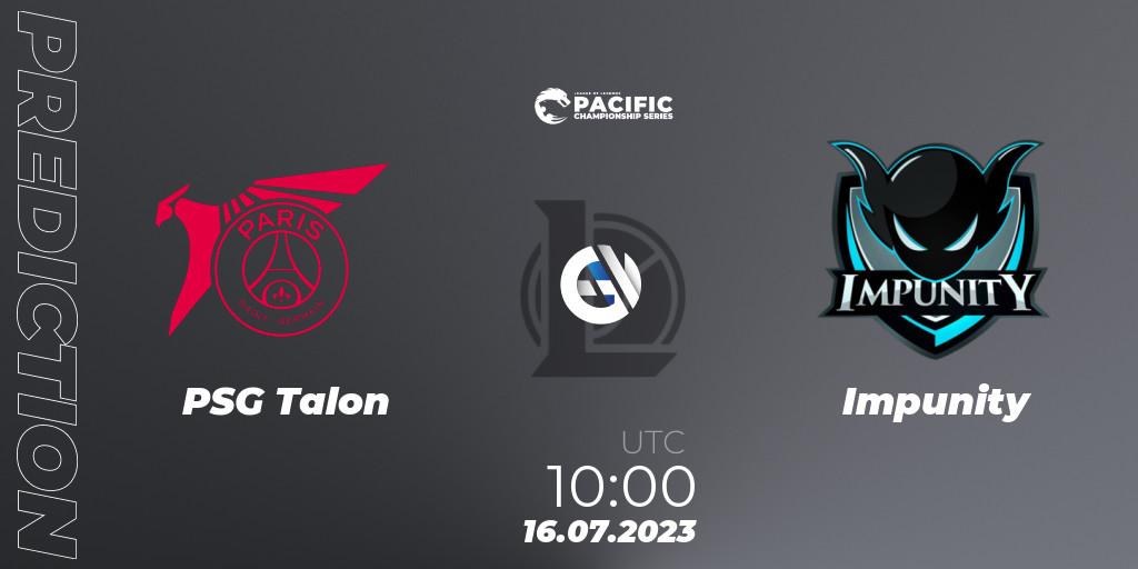 Prognose für das Spiel PSG Talon VS Impunity. 16.07.2023 at 10:00. LoL - PACIFIC Championship series Group Stage