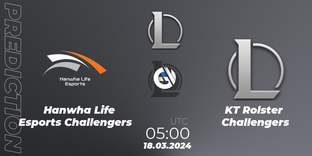 Prognose für das Spiel Hanwha Life Esports Challengers VS KT Rolster Challengers. 18.03.24. LoL - LCK Challengers League 2024 Spring - Group Stage
